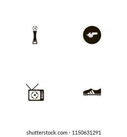 football icons. football cup, football tv match, whistle and football shoe vector icons set