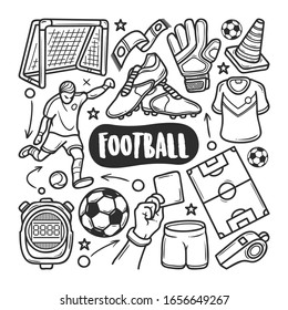 Football Icons Hand Drawn Doodle Coloring Vector