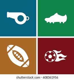 Football icons set. set of 4 football filled icons such as soccer trainers