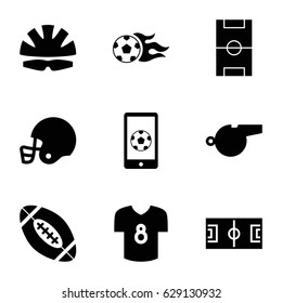 Football icons set. set of 9 football filled icons such as helmet