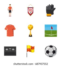 Football icons set. Cartoon set of 9 football vector icons for web isolated on white background