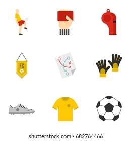 Football icons set. Flat set of 9 parts football icons for web isolated on white background