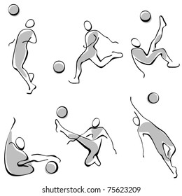 football icons. a set of gray figures.