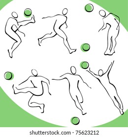 football icons. a set of gray figures 4.