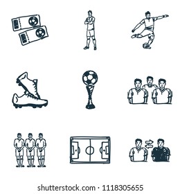 Football icons set. Player icon, cup icon, boots icon and more. Premium quality symbol collection. Succer icon set simple elements.