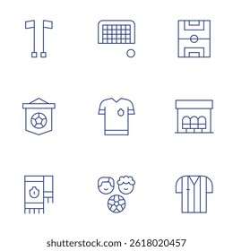 Football icons set. Thin Line style, editable stroke. soccer, flag, football team, flag, field, football referee.