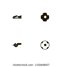 football icons. football shoe, soccer ball, whistle and football ball vector icons set