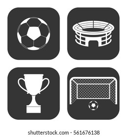 Football icons vector set on gray  buttons