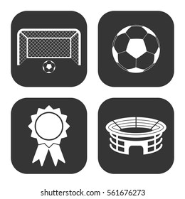 Football icons vector set on gray  buttons