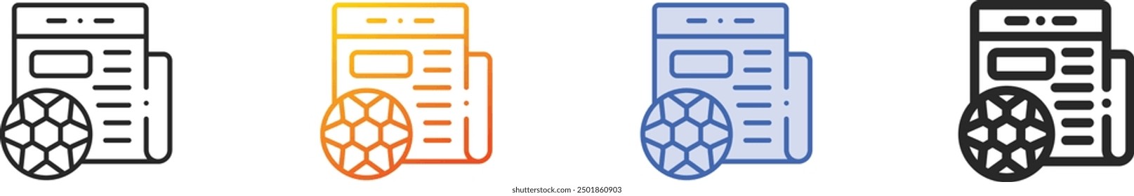 football icon.Thin Linear, Gradient, Blue Stroke and bold Style Design Isolated On White Background