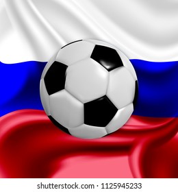 Football illustration. Ball against the background of the flag of Russia