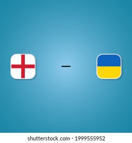 Football illustration. England team vs Ukrainian team. Vector in flat design