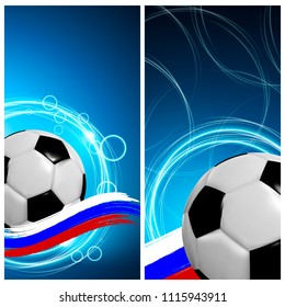 Football illustration. A set of cards with a ball