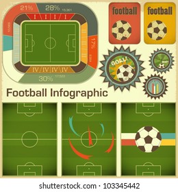 Football Infographic Elements for Presentation in Retro Style - Vector illustration