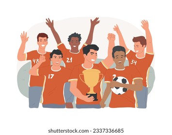 Ilustración vectorial de concepto aislado de fútbol. Equipo de fútbol, torneo, hincha del club de fútbol, equipo deportivo, apuestas de campeonato mundial, ver en vivo, concepto de vector de copa de la liga estreno.