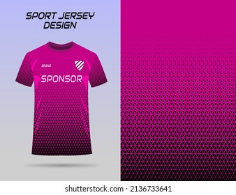 Football Jersey Design with fabric pattern. Soccer t shirt mock up with pink and black color combination. Textile fabric printing design 