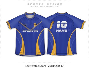 Football Jersey Design for Sport t-shirt, Soccer jersey mockup for football club. uniform front and back view.