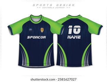 Football Jersey Design for Sport t-shirt, Soccer jersey mockup for football club. uniform front and back view.