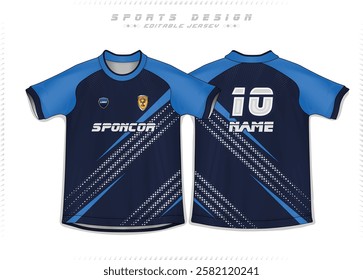 Football Jersey Design for Sport t-shirt, Soccer jersey mockup for football club. uniform front and back view.