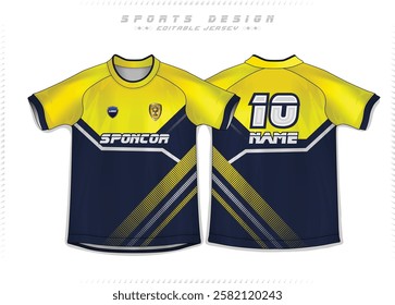 Football Jersey Design for Sport t-shirt, Soccer jersey mockup for football club. uniform front and back view.