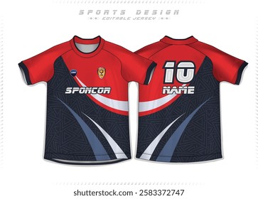 Football Jersey Design for Sport t-shirt, Soccer jersey mockup for football club. uniform front and back view.