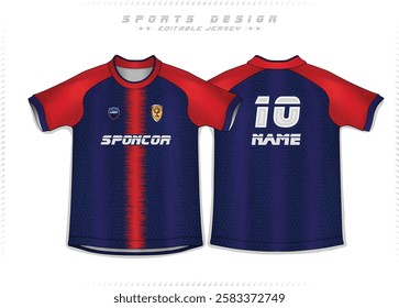 Football Jersey Design for Sport t-shirt, Soccer jersey mockup for football club. uniform front and back view.