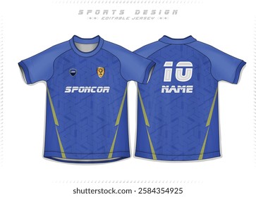 Football Jersey Design for Sport t-shirt, Soccer jersey mockup for football club. uniform front and back view.