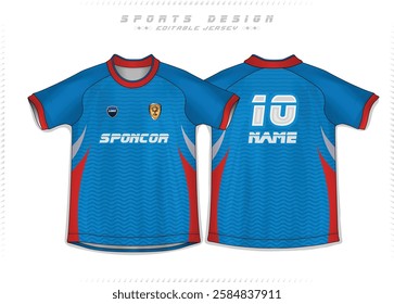 Football Jersey Design for Sport t-shirt, Soccer jersey mockup for football club. uniform front and back view.