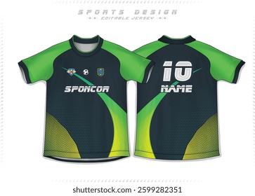 Football Jersey Design for Sport t-shirt, Soccer jersey mockup for football club. uniform front and back view.
