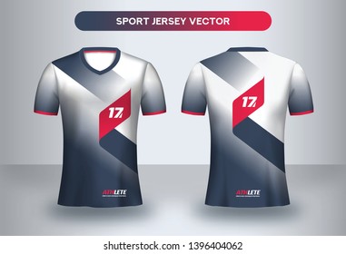 Football Jersey design template. Corporate Design, Soccer club uniform T-shirt front and back view.