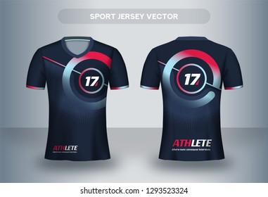 Football Jersey design template. Soccer club uniform T-shirt front and back view.