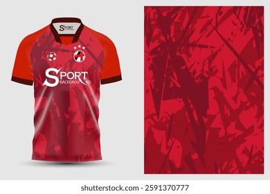 The football jersey has red as the main color, with dark red sleeves and collar. The identity of the jersey is the lively and creative graphic pattern.