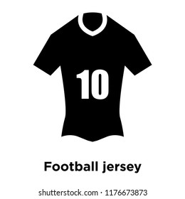Football jersey icon vector isolated on white background, logo concept of Football jersey sign on transparent background, filled black symbol
