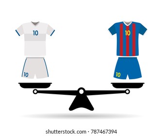 football jersey kits on scales 