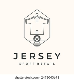 football jersey line art logo vector minimalist illustration design, retail of football shirt logo design