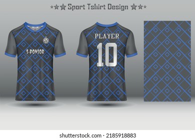 Football jersey mockup, soccer jersey mockup, cycling jersey mockup and sport jersey mockup with abstract geometric pattern Free Vector