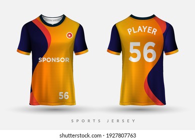 Football jersey and t-shirt sport mockup template, Graphic design for football kit or activewear uniforms, customize logo and name, Easily to change colors and lettering styles in your team.