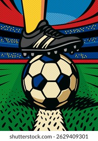 futebol pontapé de saída ilustração pop art design vetor arte