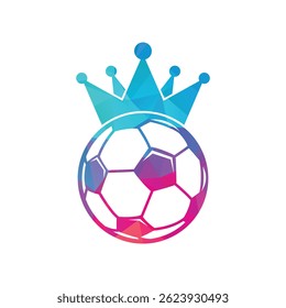Football king vector logo illustration. Crown and football icon.