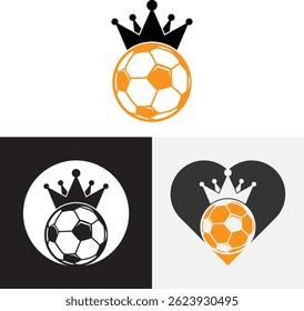 Football king vector logo illustration. Crown and football icon.