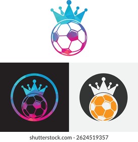 Football king vector logo illustration. Crown and football icon.