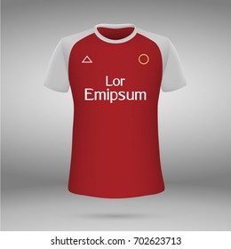 football kit of Arsenal London 2017-2018, t-shirt template. soccer jersey. Vector illustration