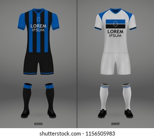 football kit of Atalanta 2018-19, shirt template for soccer jersey. Vector illustration