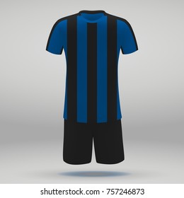 football kit of Atalanta Bergamo, t-shirt template for soccer jersey. Vector illustration