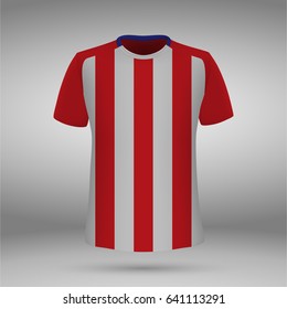 football kit of atletico madrid, t-shirt template. soccer jersey. Vector illustration