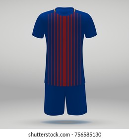 Football Kit Of Barcelona Fc, T-shirt Template For Soccer Jersey. Vector Illustration