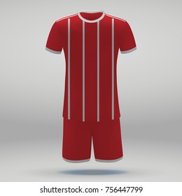 football kit of Bayern Munich, t-shirt template for soccer jersey. Vector illustration