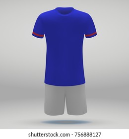 football kit of Cruz Azul, t-shirt template for soccer jersey. Vector illustration