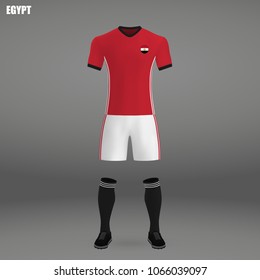 football kit of Egypt 2018, t-shirt template for soccer jersey. Vector illustration