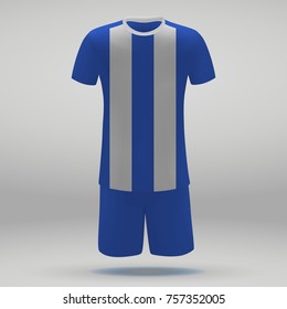 football kit of Espanyol, t-shirt template for soccer jersey. Vector illustration